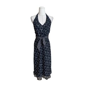Vintage 90s Laundry Graphic OpArt Print Halter Dress sz 2 XS